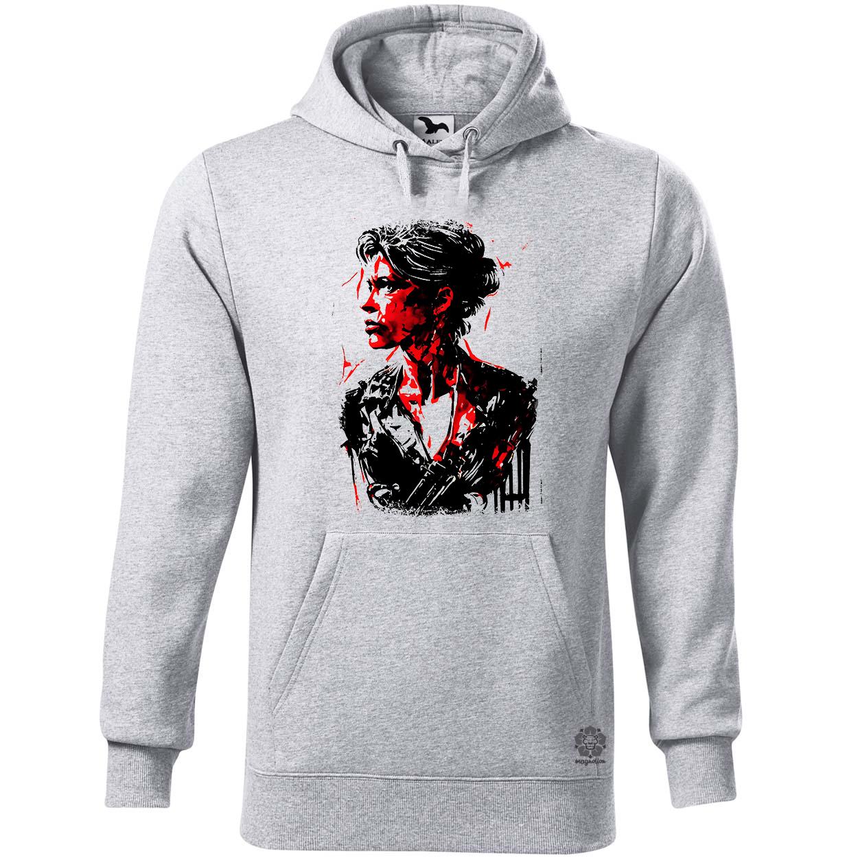 Fekete-piros Sarah Connor rajz v1 egyedi  pulóver 
