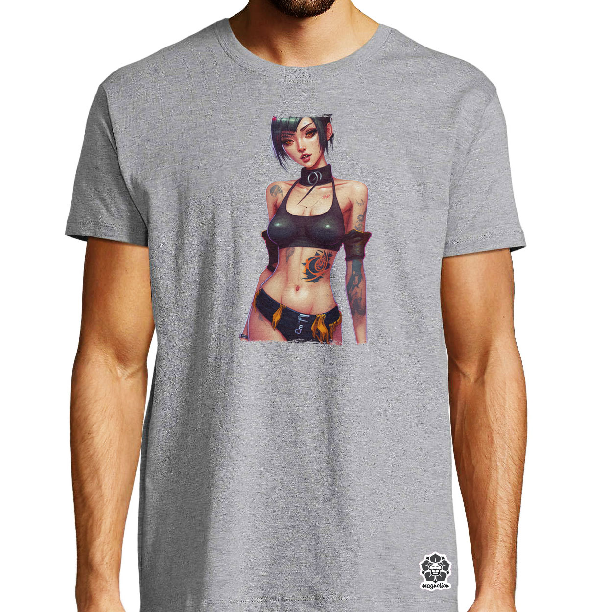 Tetovált anime lány v2 egyedi póló 