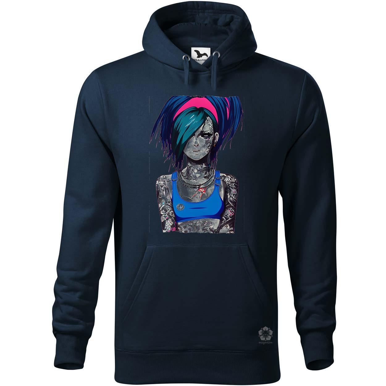 Kék hajú tetovált punk lány egyedi  pulóver 