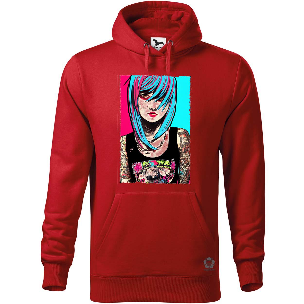 Pink és kék hajú tetovált punk lány egyedi  pulóver 