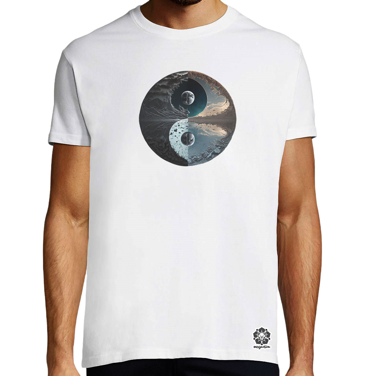 Pokol és menny Yin és Yang v4 egyedi póló 