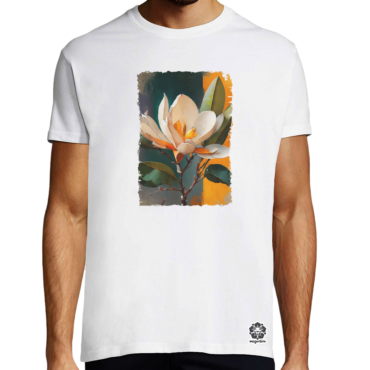 Festett magnolia v2 egyedi póló 