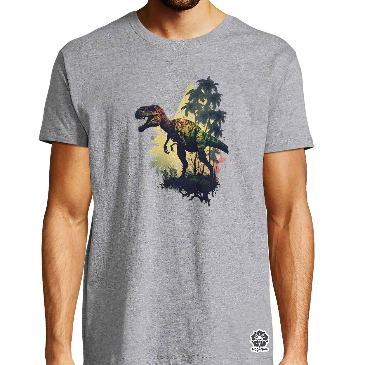 T-rex dzsungelben v2 egyedi póló 