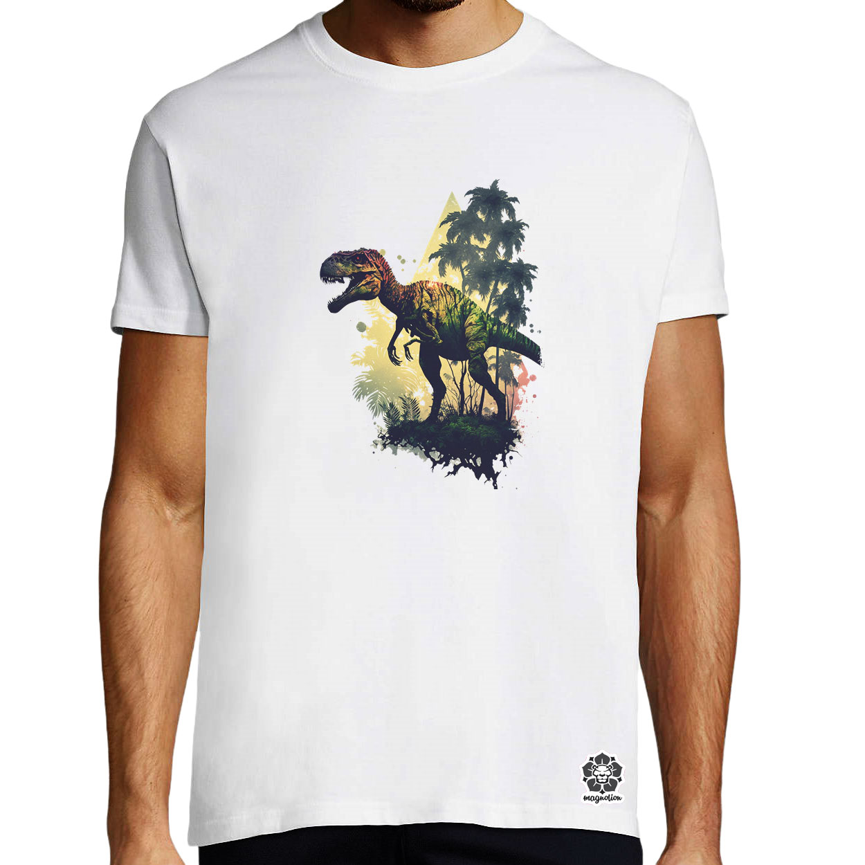 T-rex dzsungelben v2 egyedi póló 