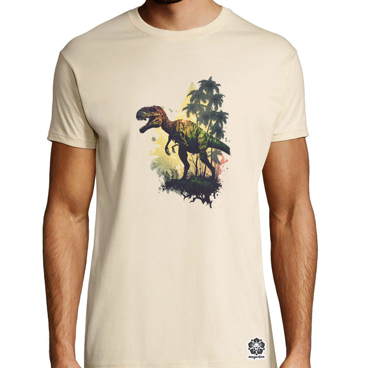 T-rex dzsungelben v2 egyedi póló 