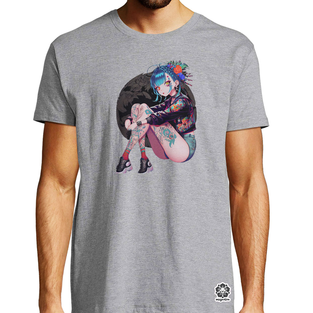 Tetovált anime lány v3 egyedi póló 