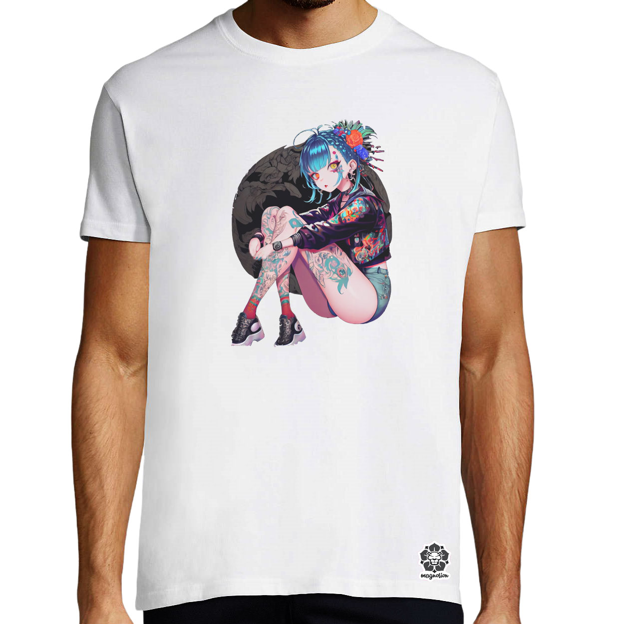 Tetovált anime lány v3 egyedi póló 