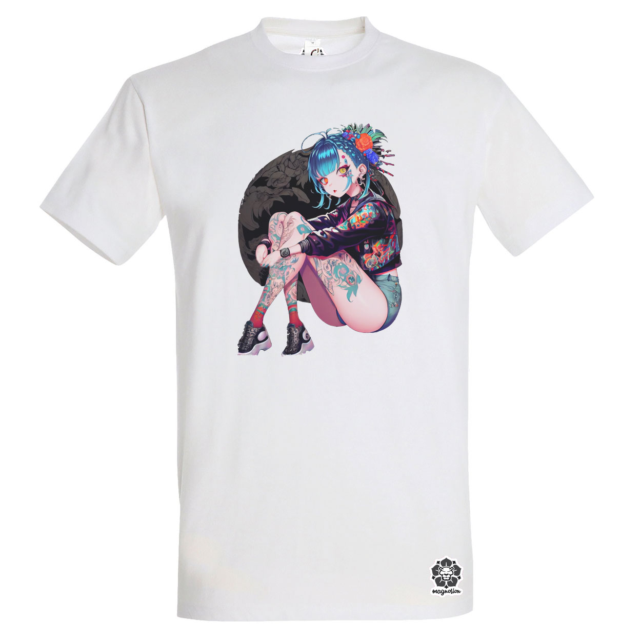Tetovált anime lány v3 egyedi póló 