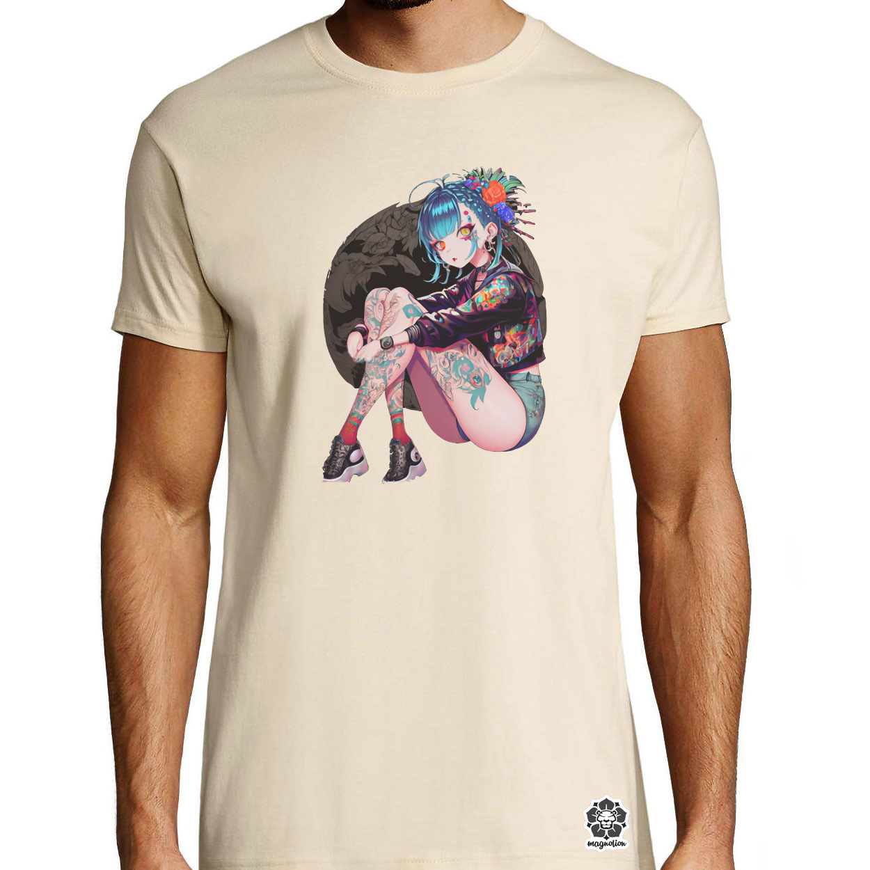 Tetovált anime lány v3 egyedi póló 