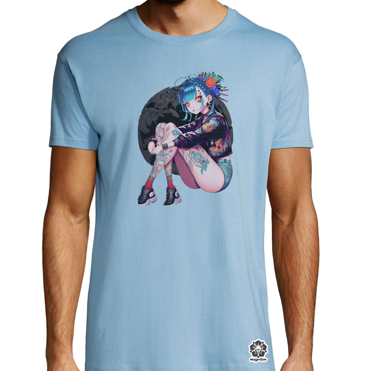 Tetovált anime lány v3 egyedi póló 