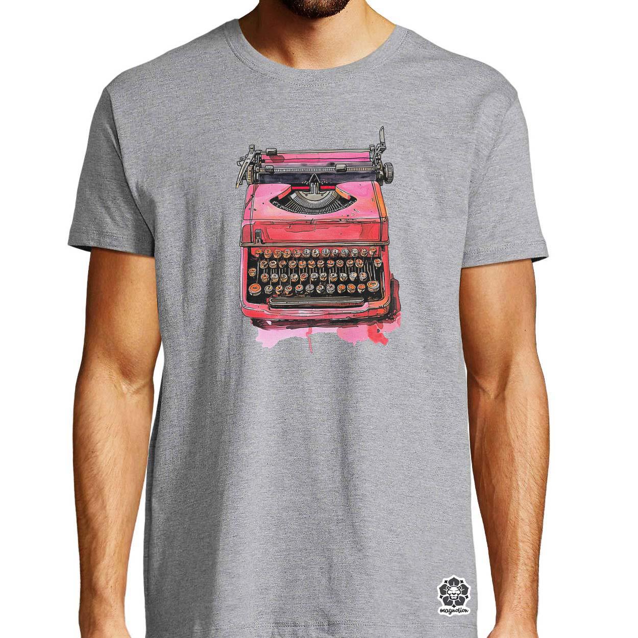 Vintage pink írógép egyedi póló 