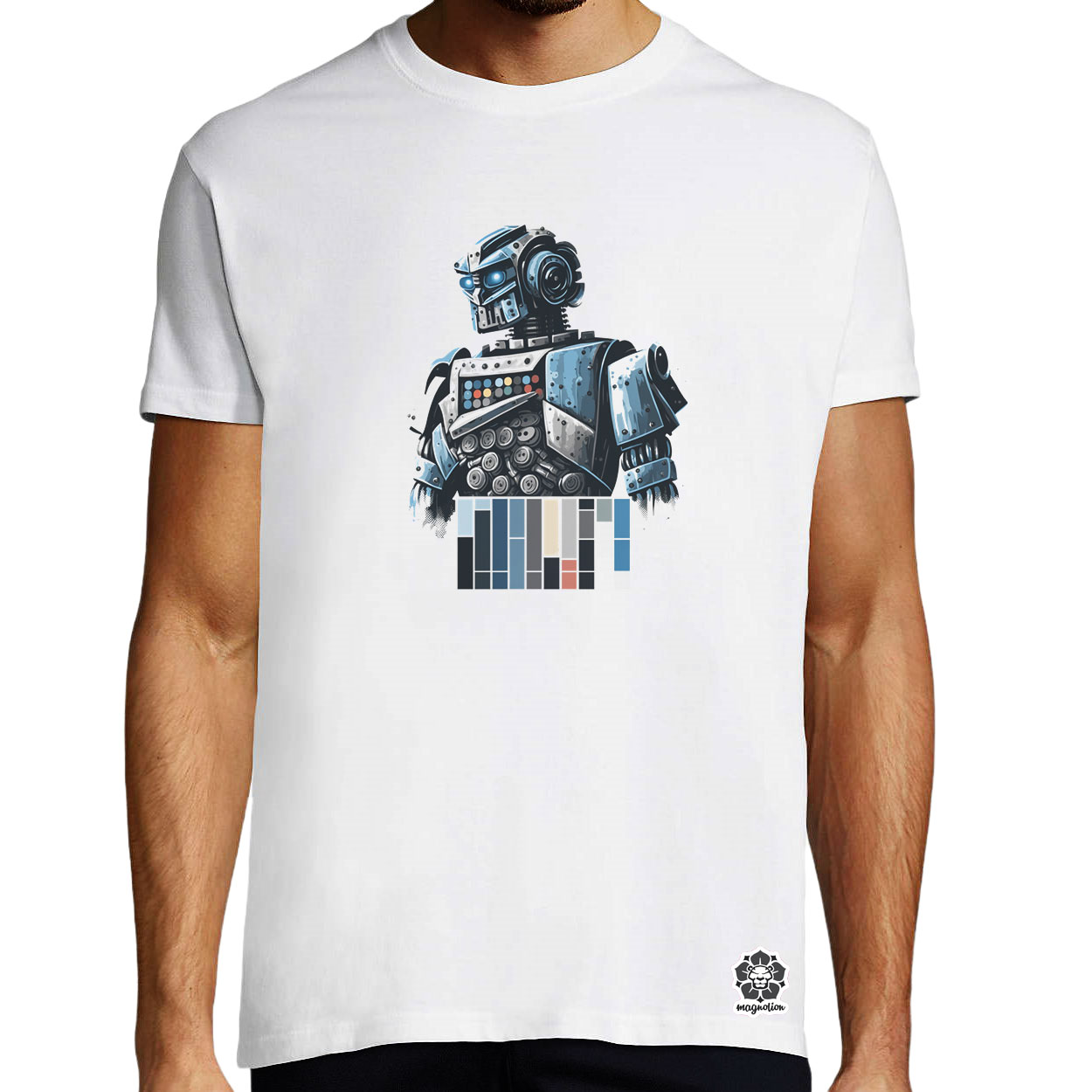 Színes robot v1 egyedi póló 
