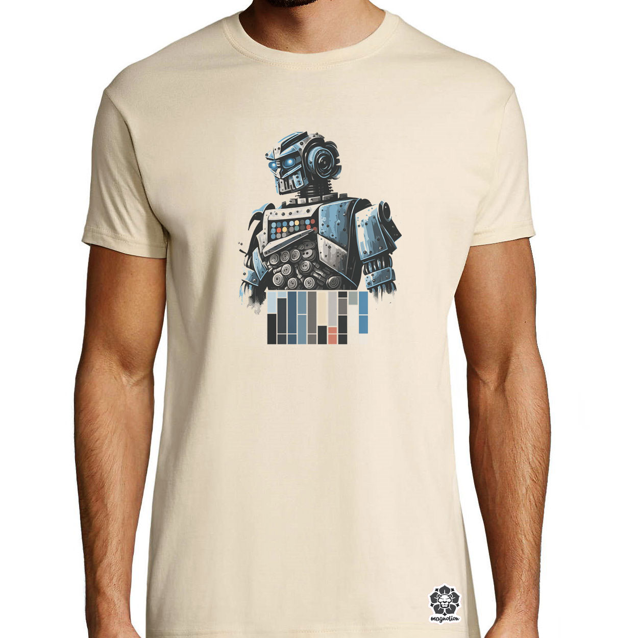 Színes robot v1 egyedi póló 