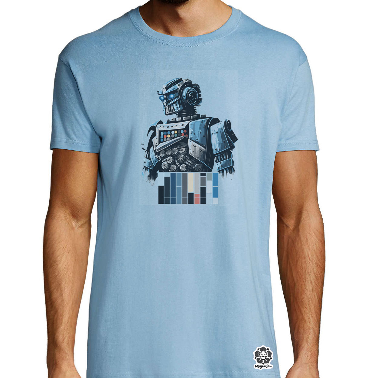 Színes robot v1 egyedi póló 