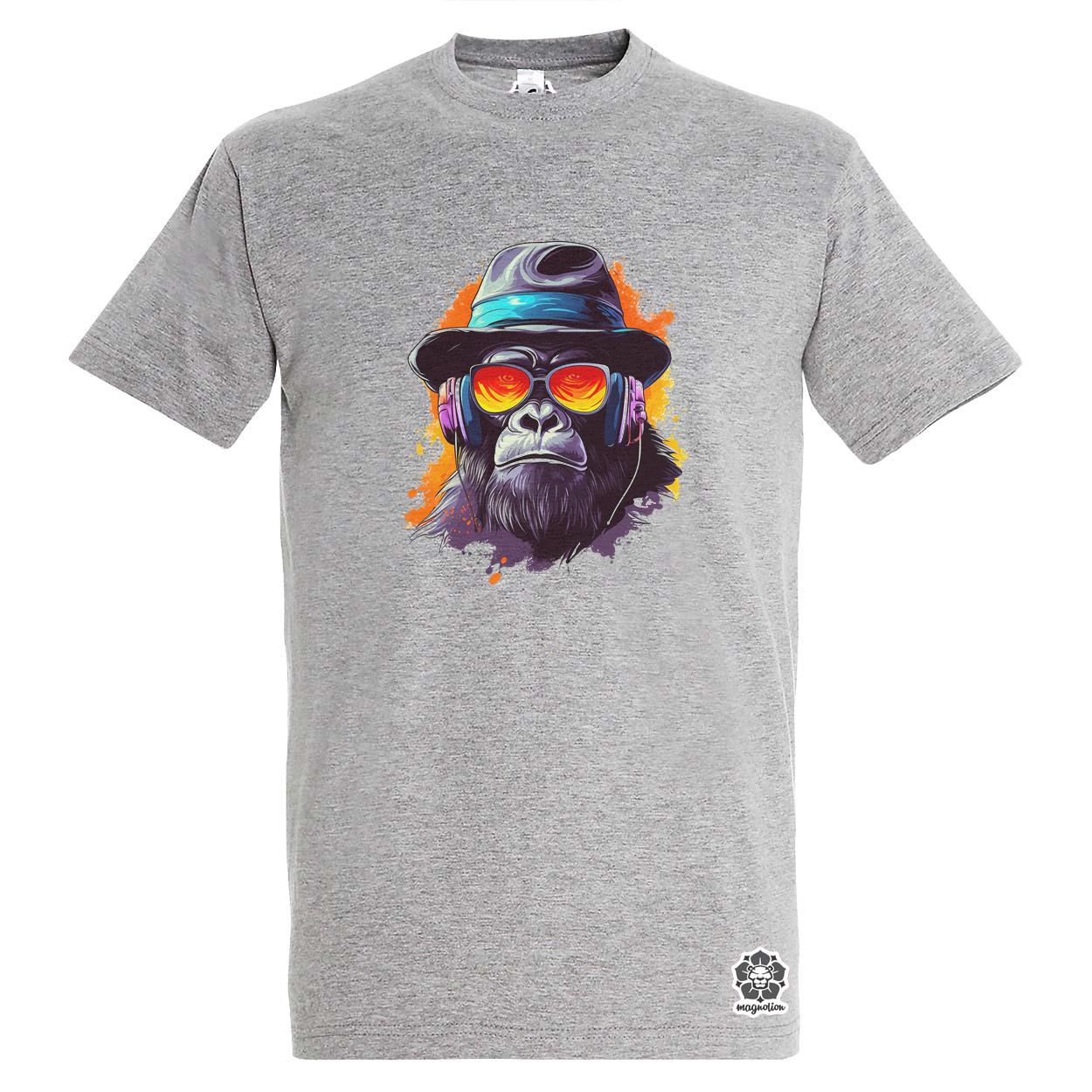 Gorilla zenét hallgat v10 egyedi póló 
