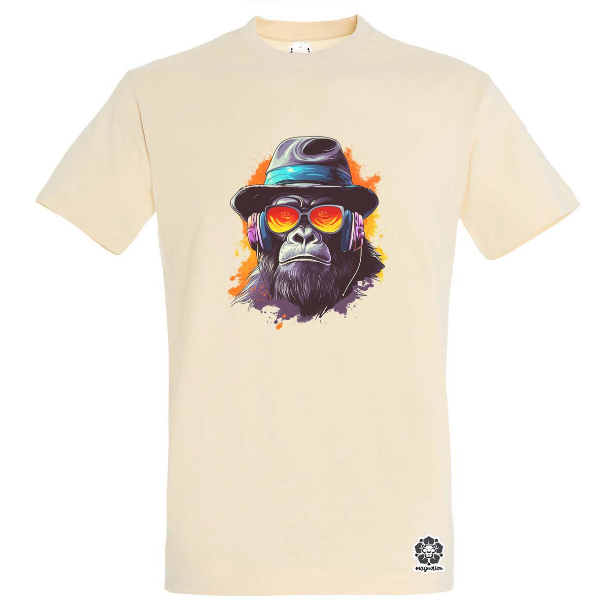 Gorilla zenét hallgat v10 egyedi póló 