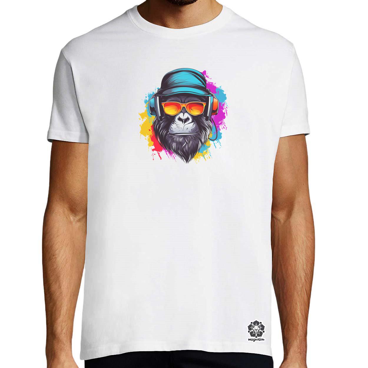 Gorilla zenét hallgat v3 egyedi póló 