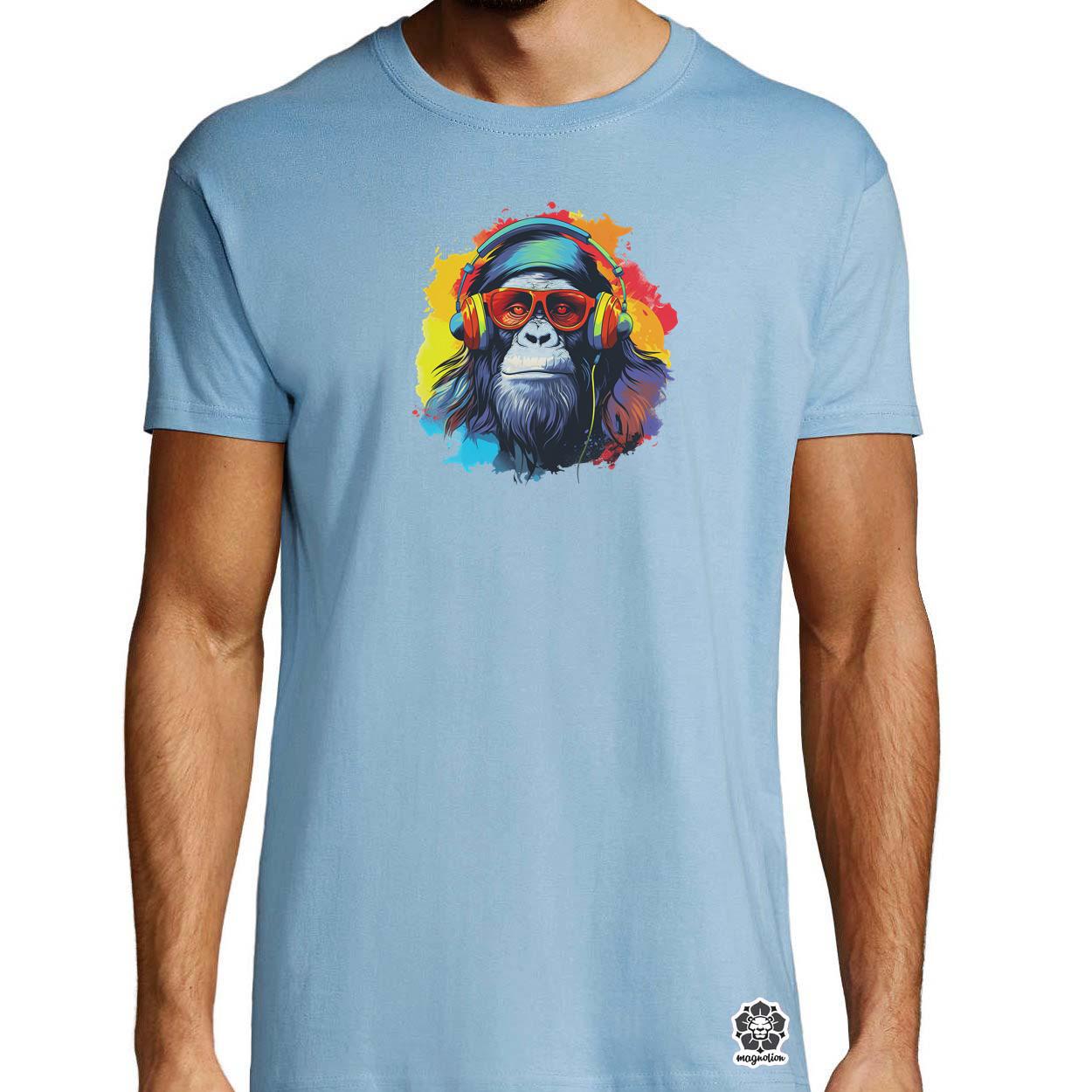 Gorilla zenét hallgat v8 egyedi póló 
