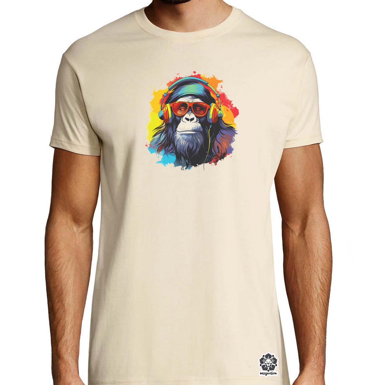 Gorilla zenét hallgat v8 egyedi póló 