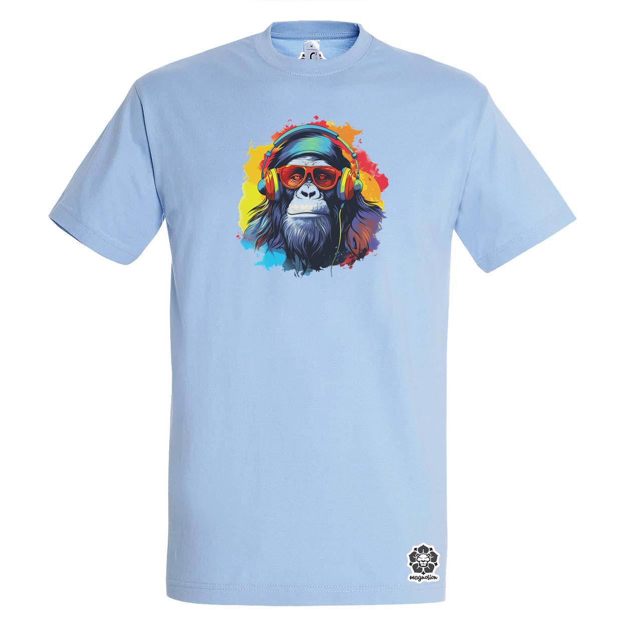 Gorilla zenét hallgat v8 egyedi póló 
