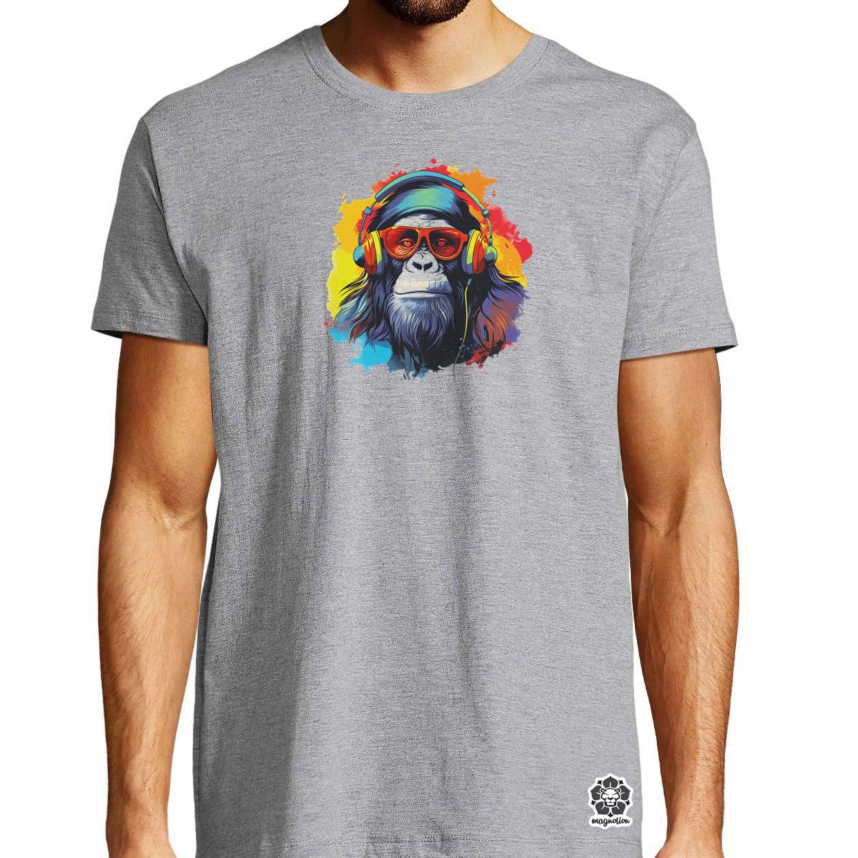 Gorilla zenét hallgat v8 egyedi póló 