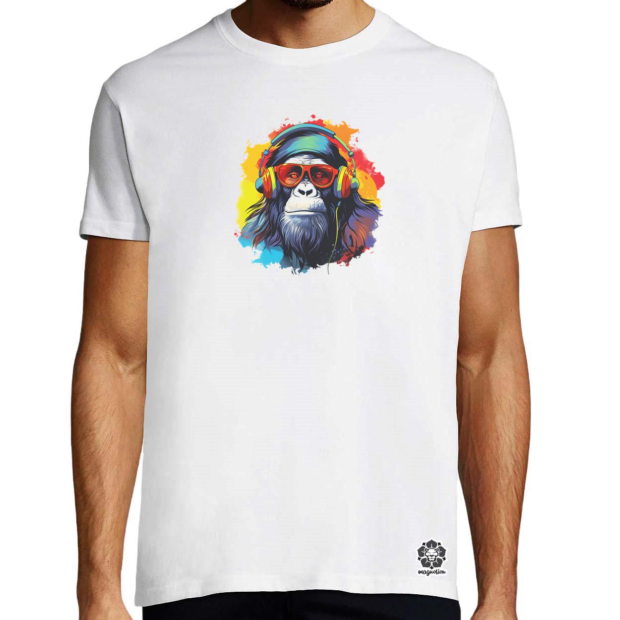 Gorilla zenét hallgat v8 egyedi póló 