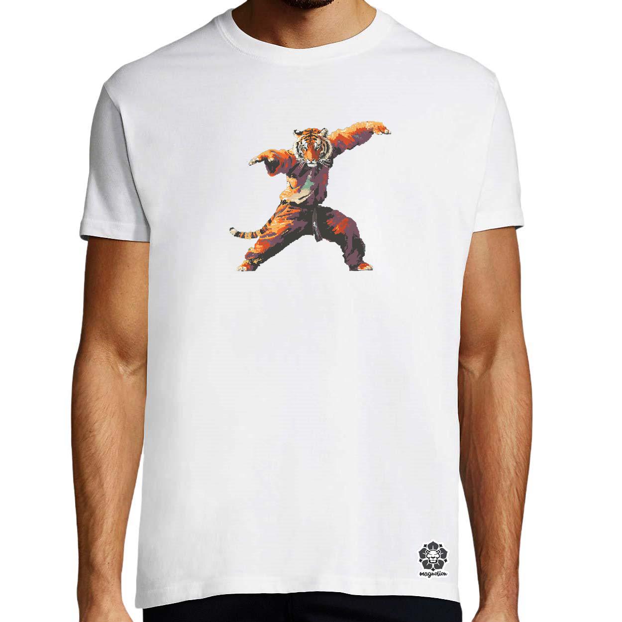Pixelart kung fu tigris v3 egyedi póló 
