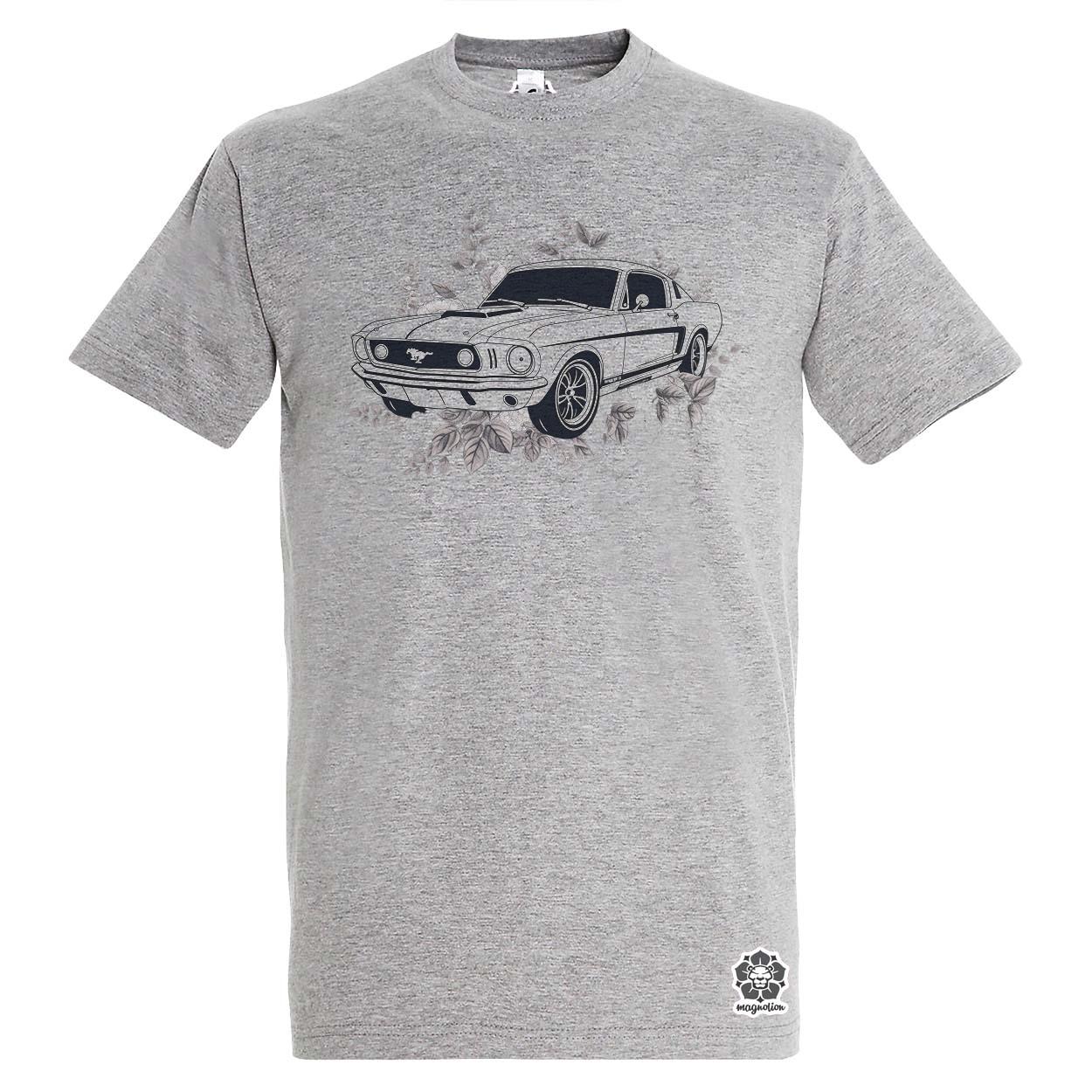 Mustang és virágok rajz v4 egyedi póló 