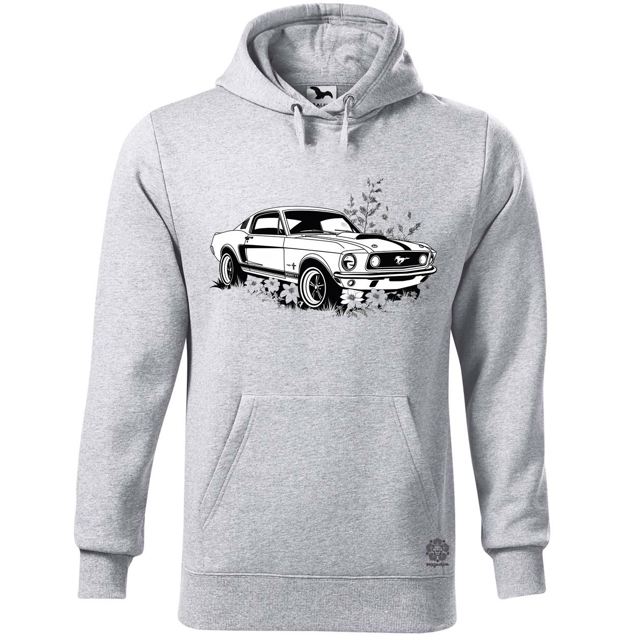 Mustang és virágok rajz v3 egyedi  pulóver 