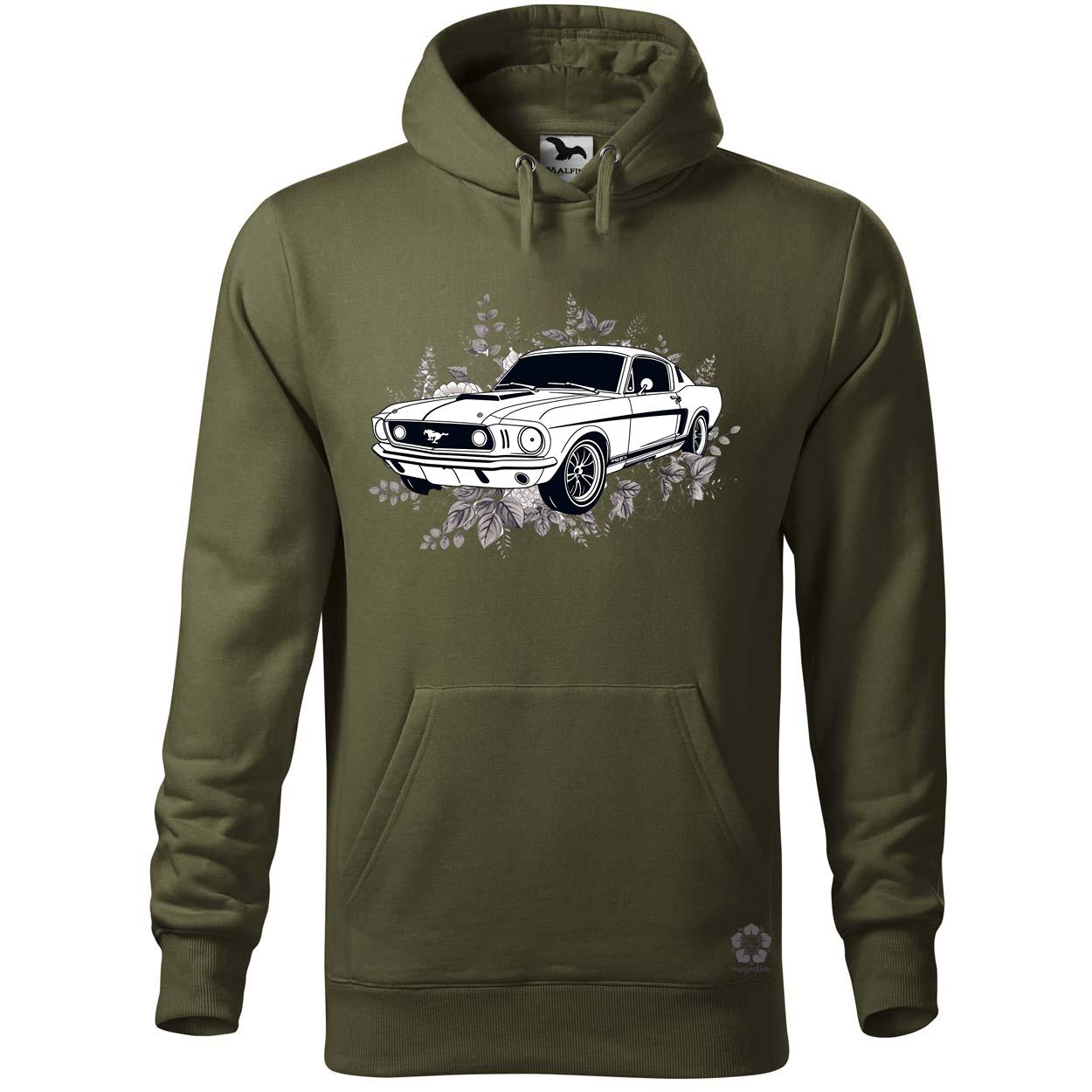 Mustang és virágok rajz v4 egyedi  pulóver 