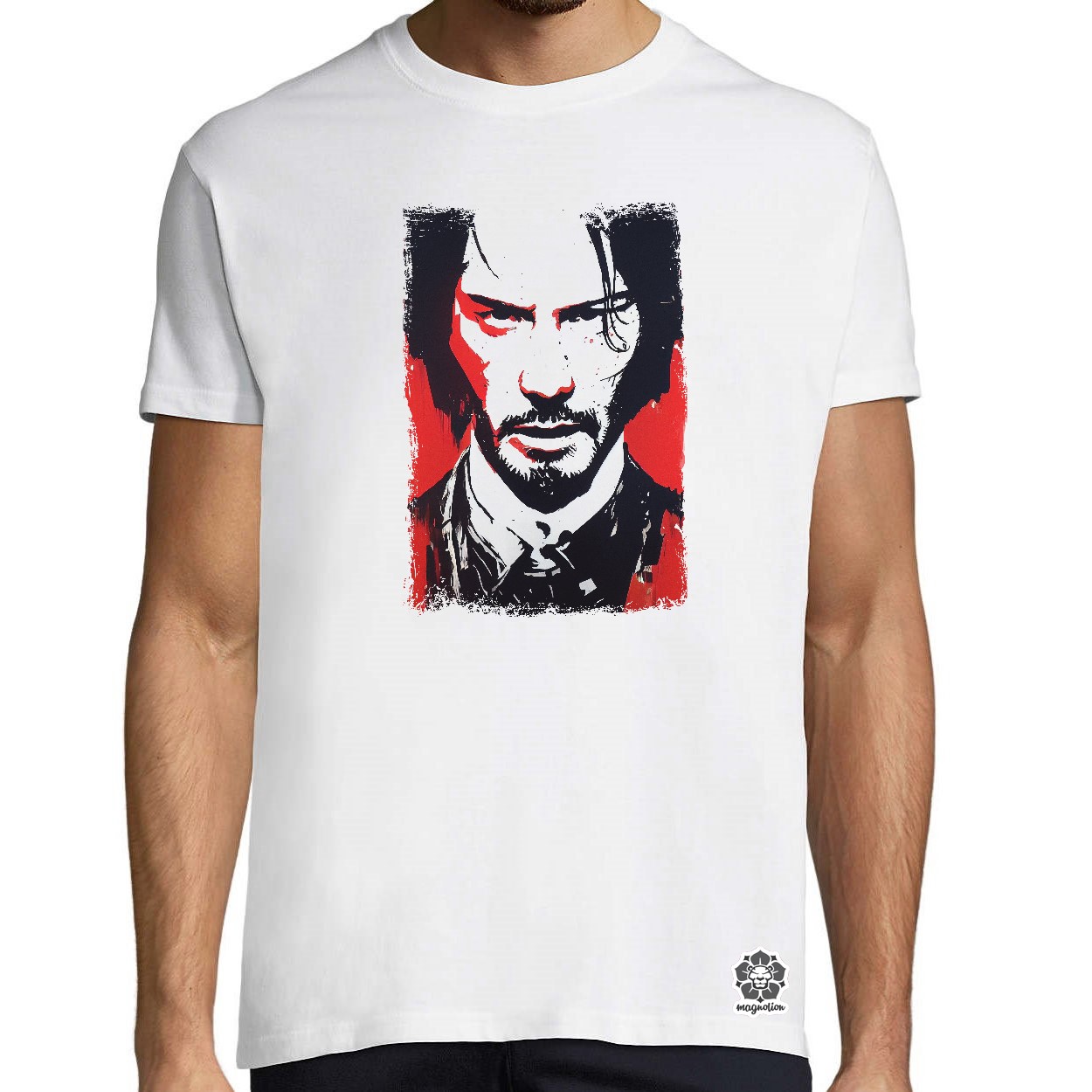 Fekete-piros John Wick rajz v1 egyedi póló 
