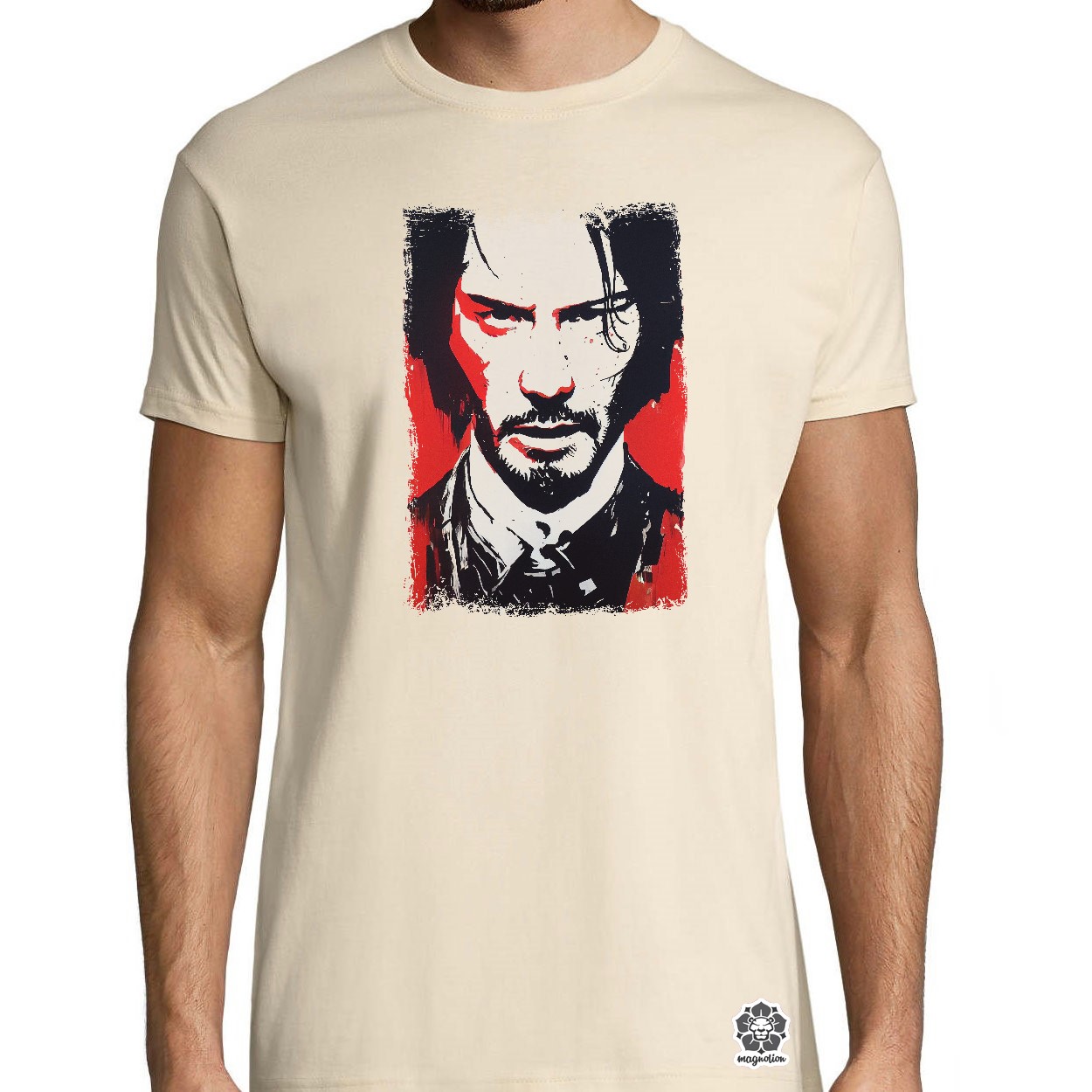 Fekete-piros John Wick rajz v1 egyedi póló 
