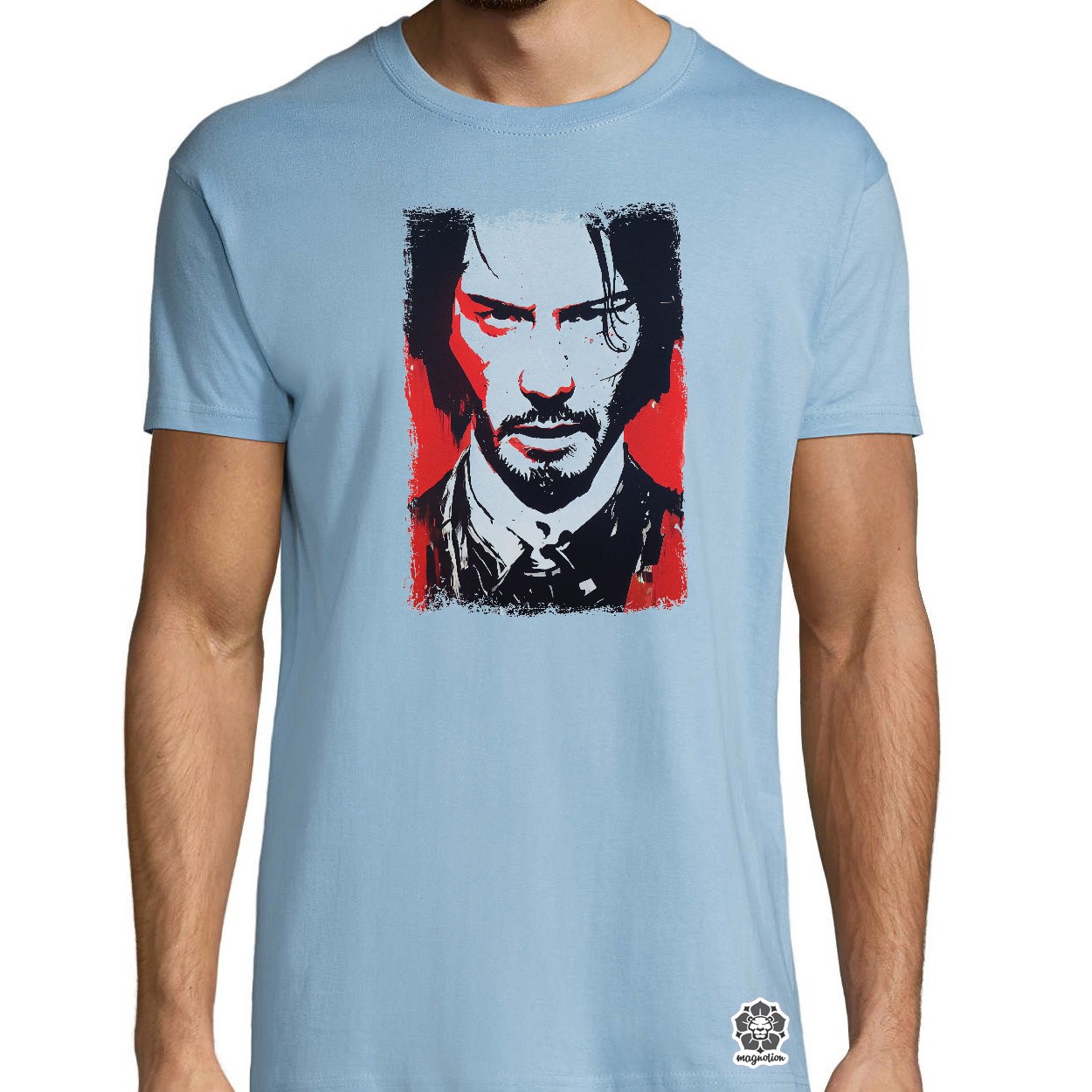 Fekete-piros John Wick rajz v1 egyedi póló 