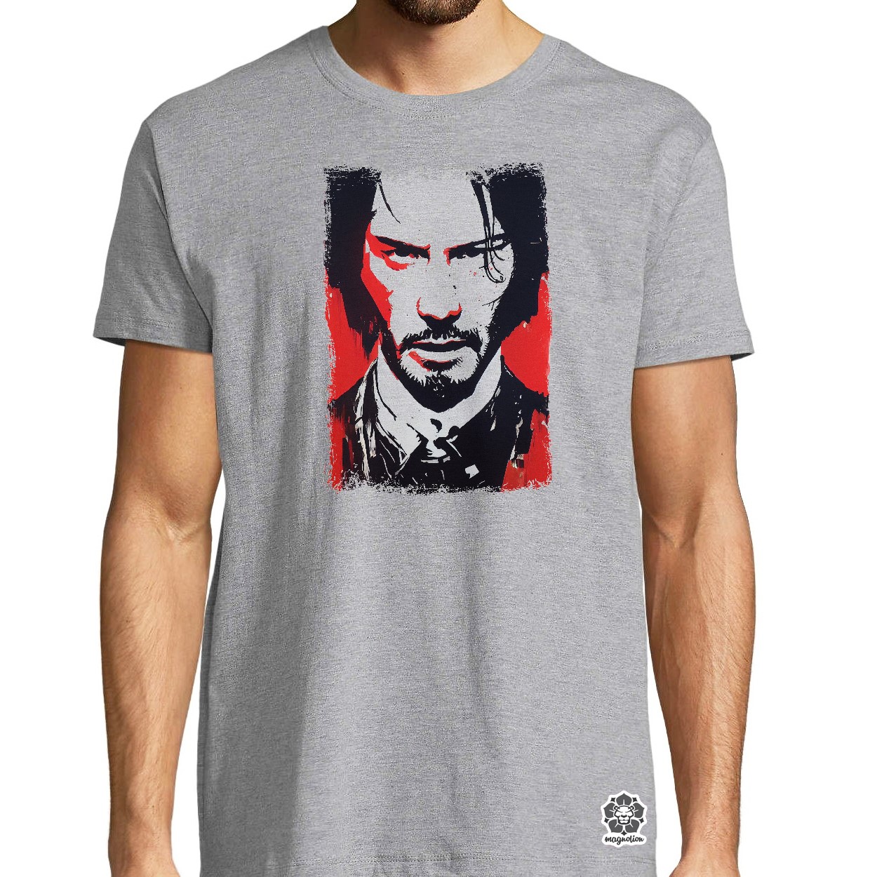 Fekete-piros John Wick rajz v1 egyedi póló 