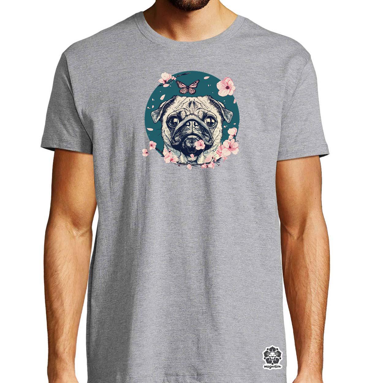 Mopsz és pillangó v2 egyedi póló 