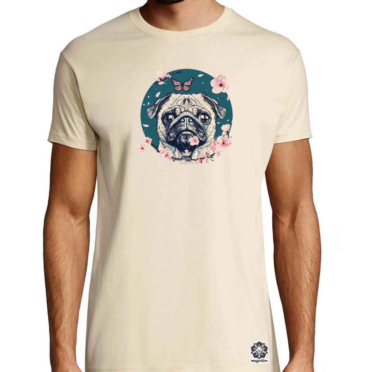 Mopsz és pillangó v2 egyedi póló 