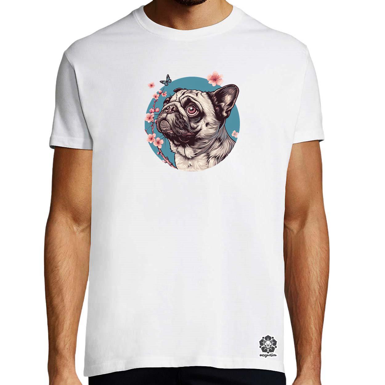Mopsz és pillangó v4 egyedi póló 