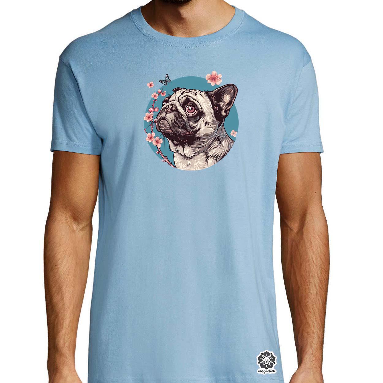 Mopsz és pillangó v4 egyedi póló 