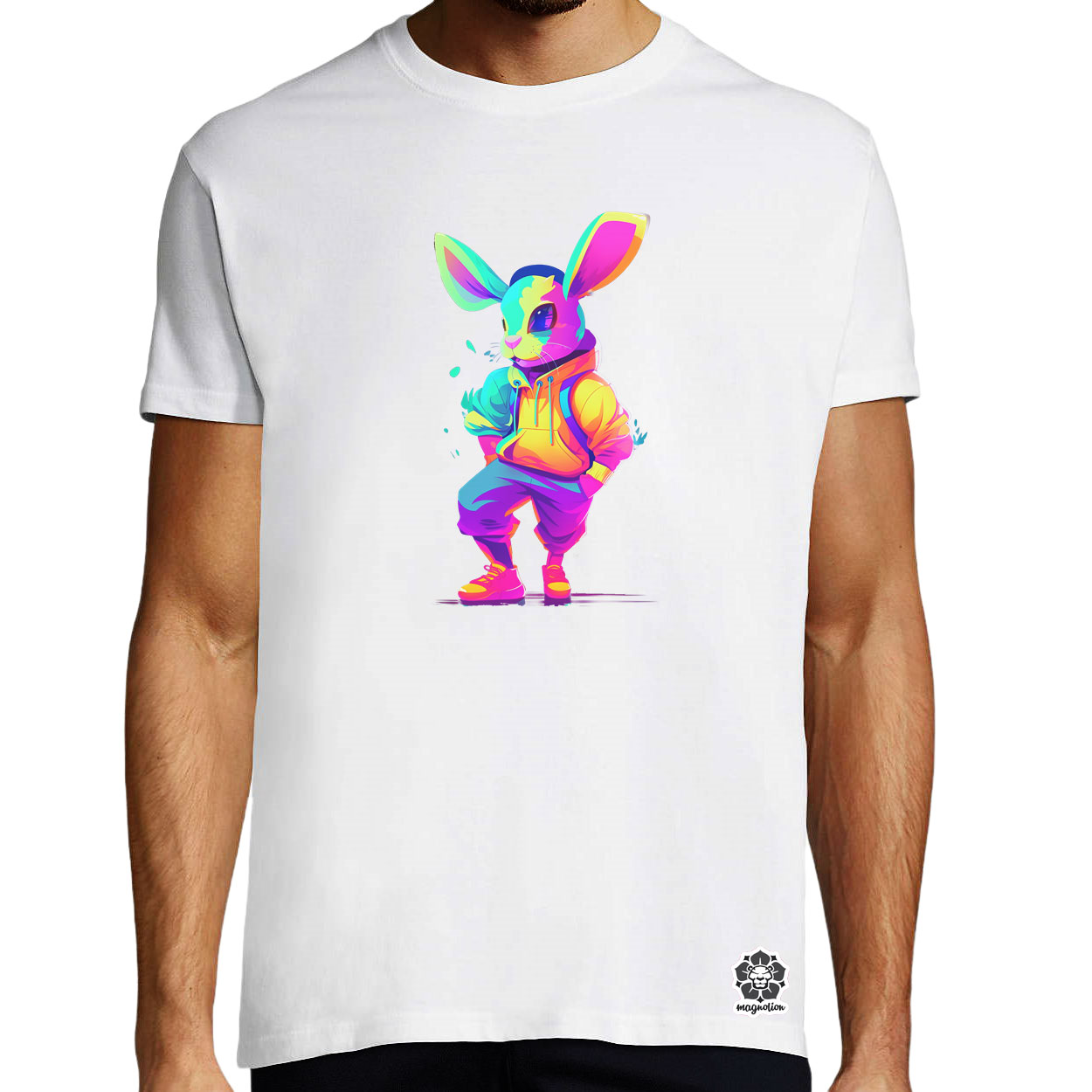 Neon nyuszi v3 egyedi póló 