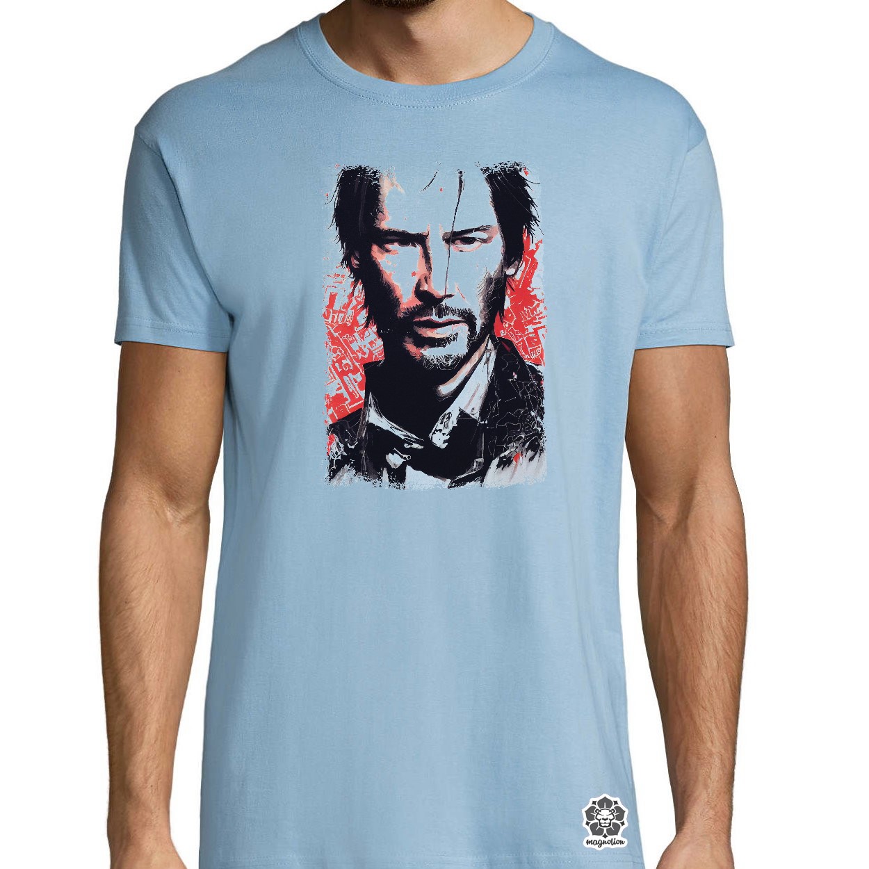 Fekete-piros John Wick rajz v2 egyedi póló 