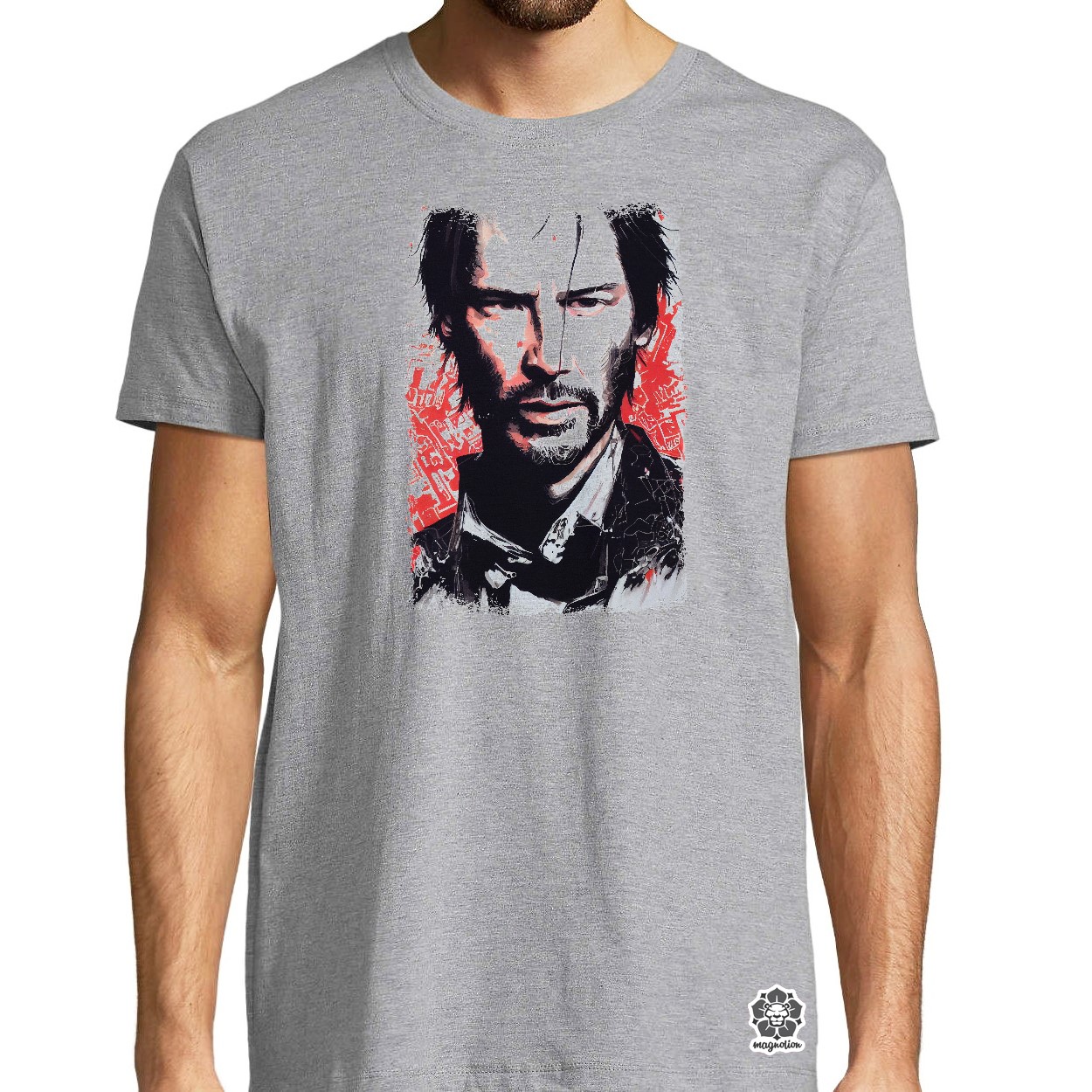 Fekete-piros John Wick rajz v2 egyedi póló 