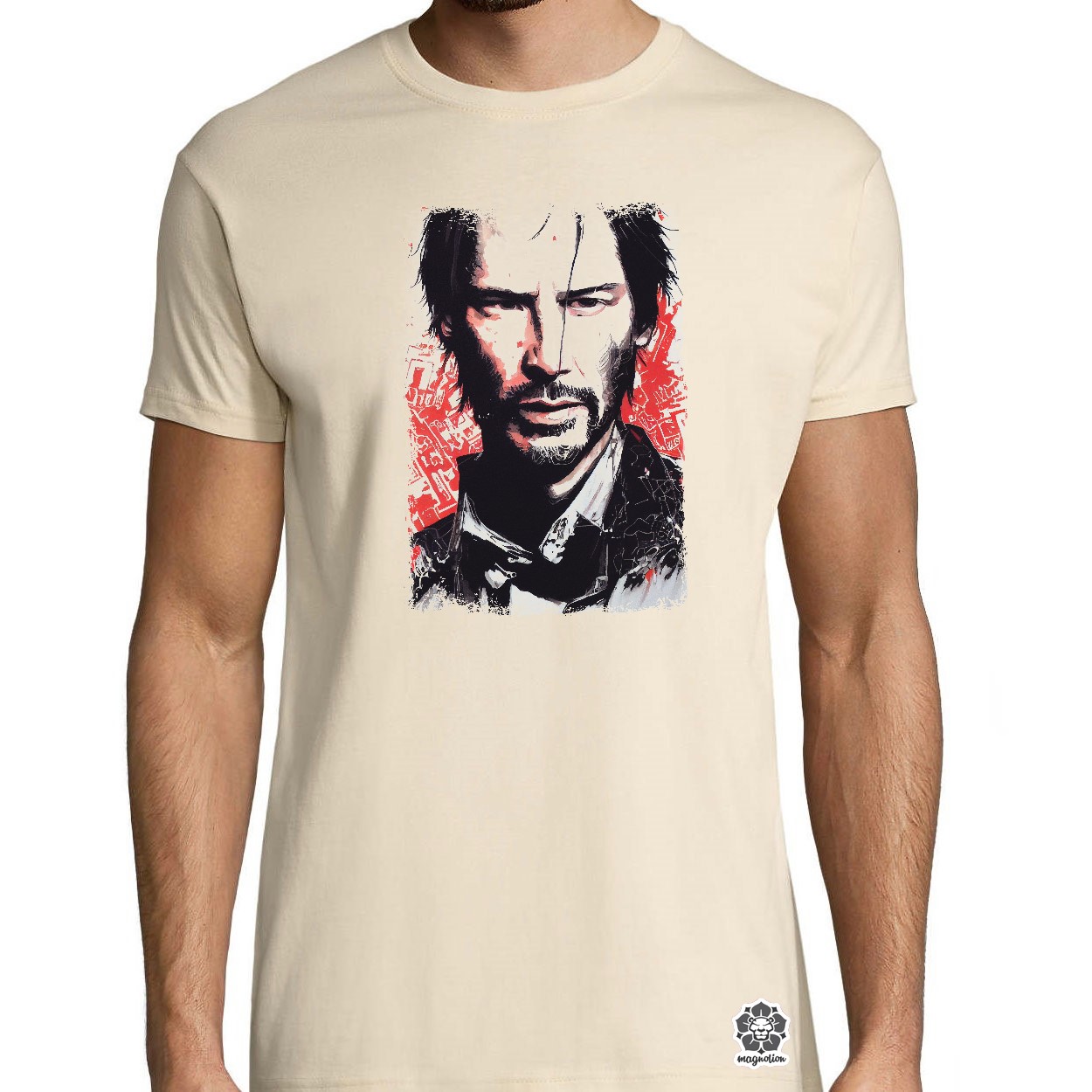Fekete-piros John Wick rajz v2 egyedi póló 