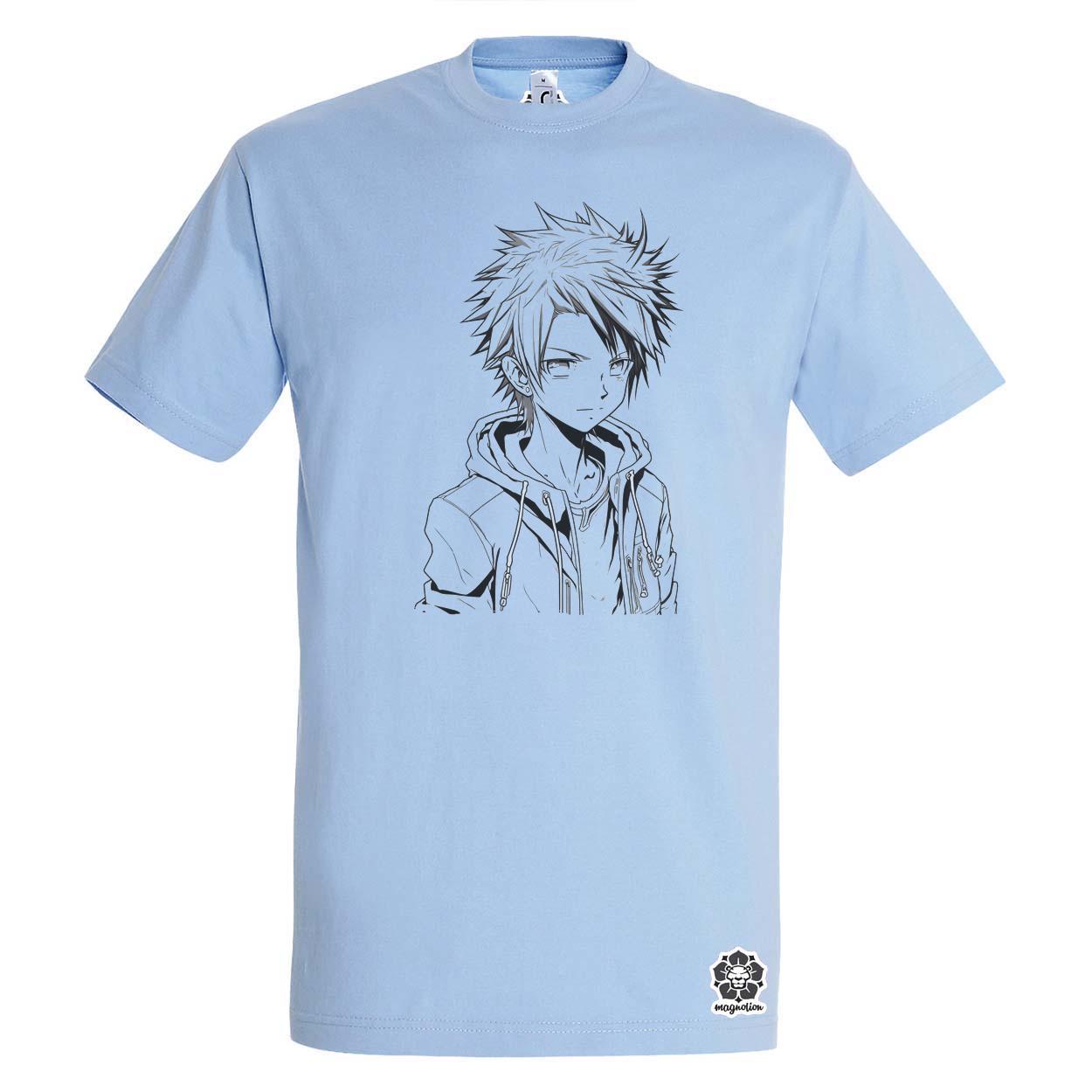 Anime fiú vonalrajz v2 egyedi póló 