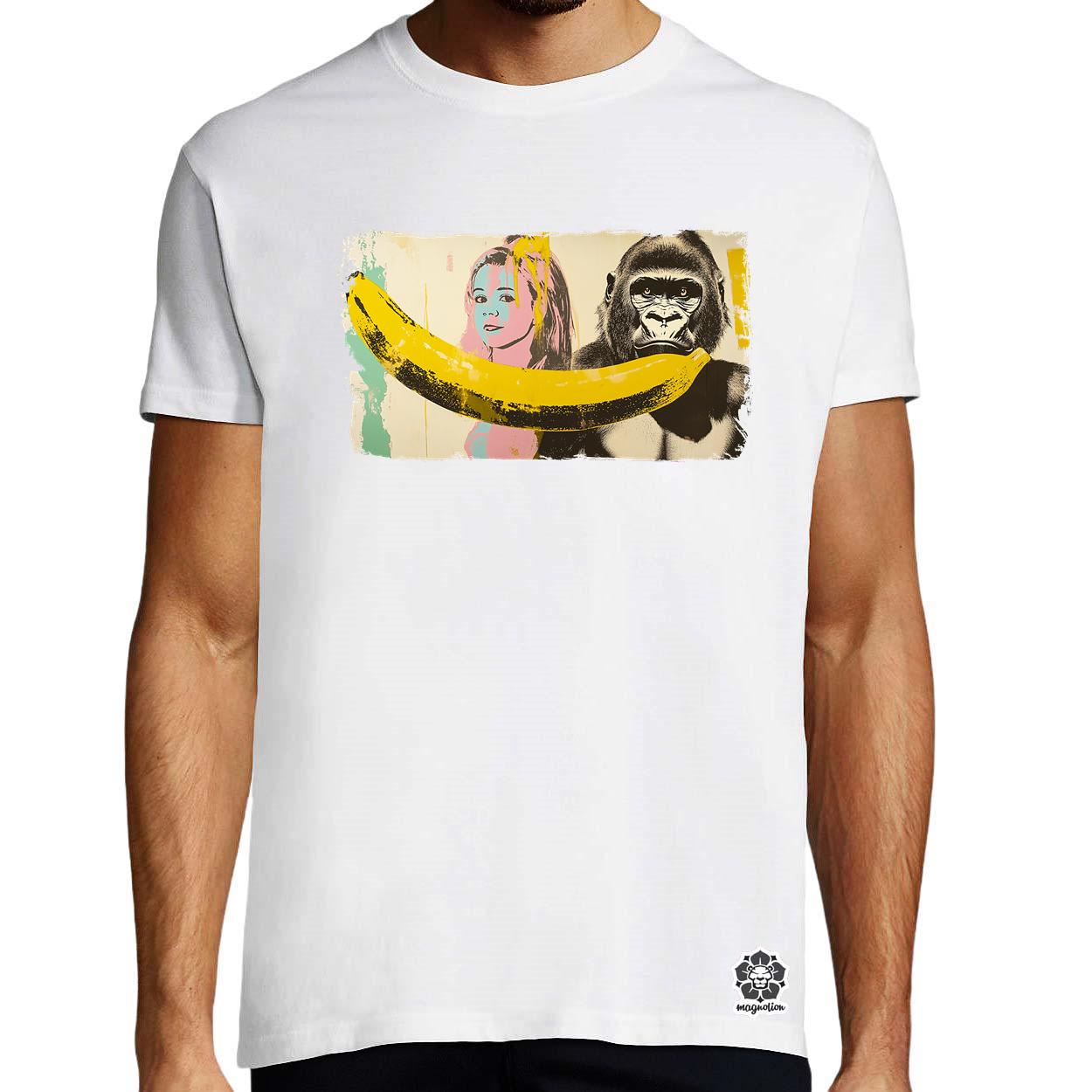 Gorilla és banán v3 egyedi póló 