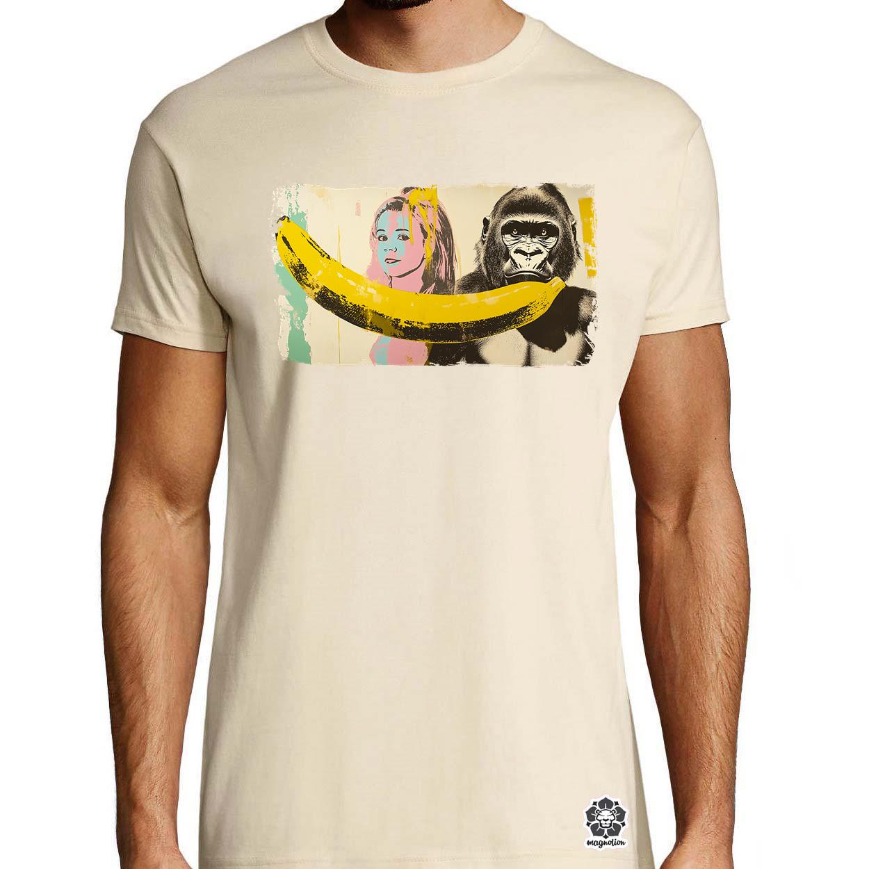Gorilla és banán v3 egyedi póló 