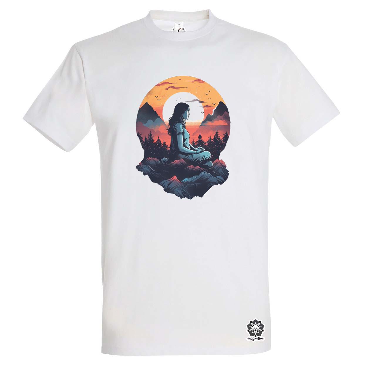Hegyen meditálás v2 egyedi póló 