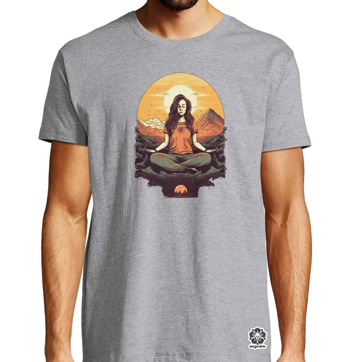 Hegyen meditálás v4 egyedi póló 