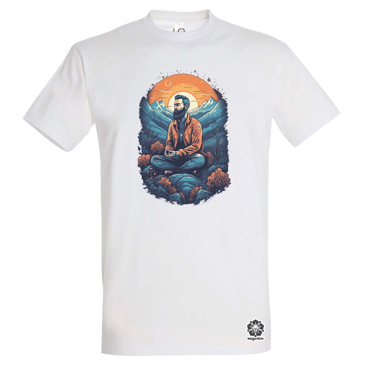 Hegyen meditálás v5 egyedi póló 