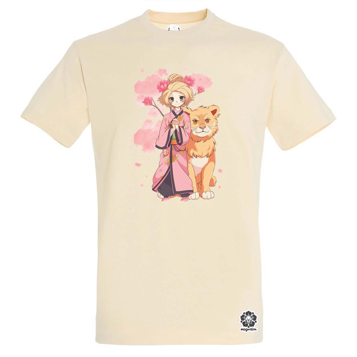 Sakura lány és oroszlán egyedi póló 