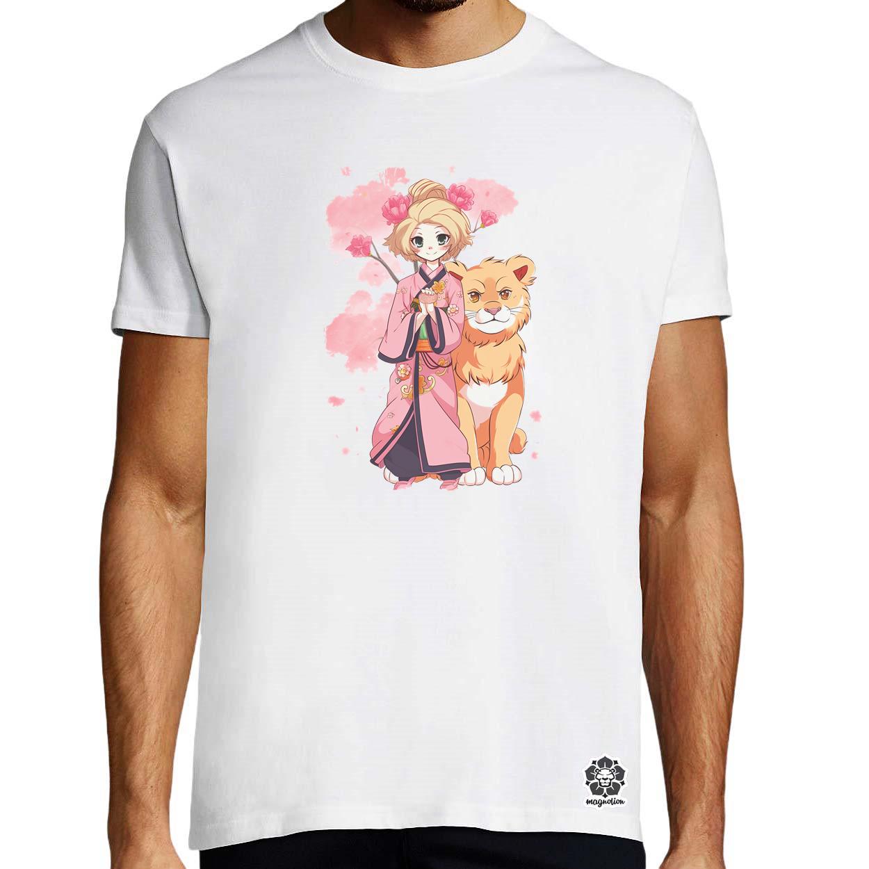 Sakura lány és oroszlán egyedi póló 